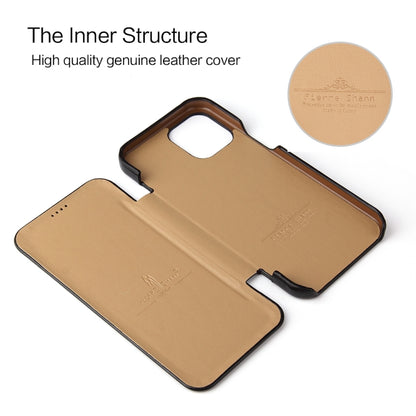For iPhone 12 / 12 Pro Fierre Shann Business Magnetic Horizontal Flip Genuine Leather Case(Black) - iPhone 12 / 12 Pro Cases by FIERRE SHANN | Online Shopping UK | buy2fix