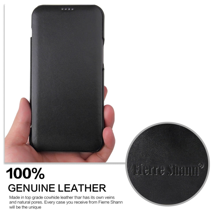 For iPhone 12 / 12 Pro Fierre Shann Business Magnetic Horizontal Flip Genuine Leather Case(Black) - iPhone 12 / 12 Pro Cases by FIERRE SHANN | Online Shopping UK | buy2fix