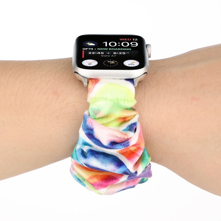 Flannel Hair Ring Strap Watch Band For Apple Watch Ultra 49mm&Watch Ultra 2 49mm / Series 9&8&7 45mm / SE 3&SE 2&6&SE&5&4 44mm / 3&2&1 42mm(4) by buy2fix