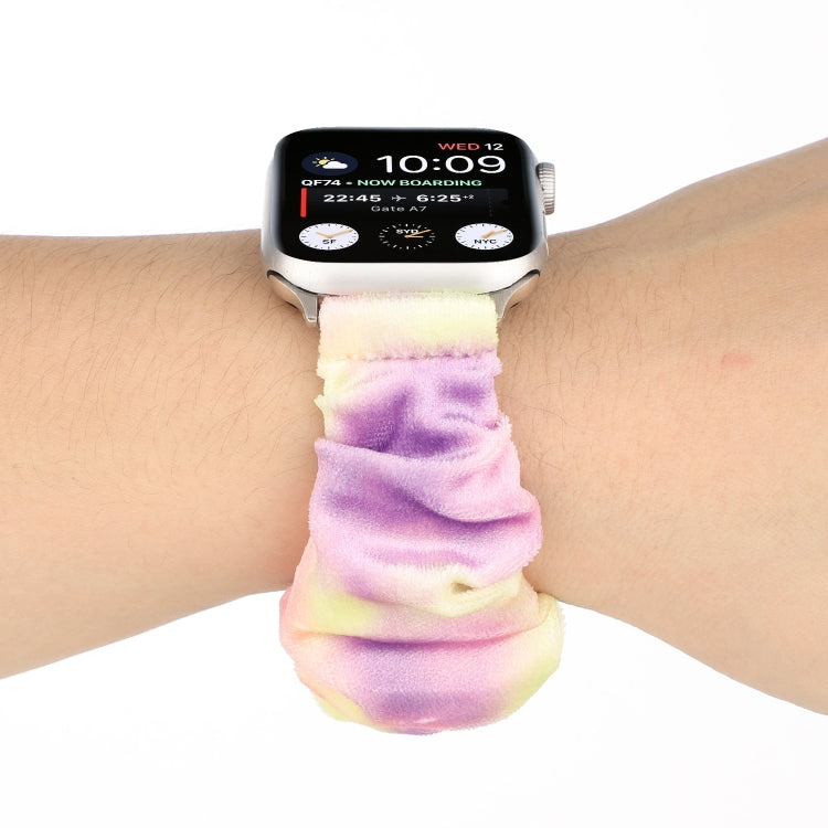 Flannel Hair Ring Strap Watch Band For Apple Watch Series 9&8&7 41mm / SE 3&SE 2&6&SE&5&4 40mm / 3&2&1 38mm(2) by buy2fix