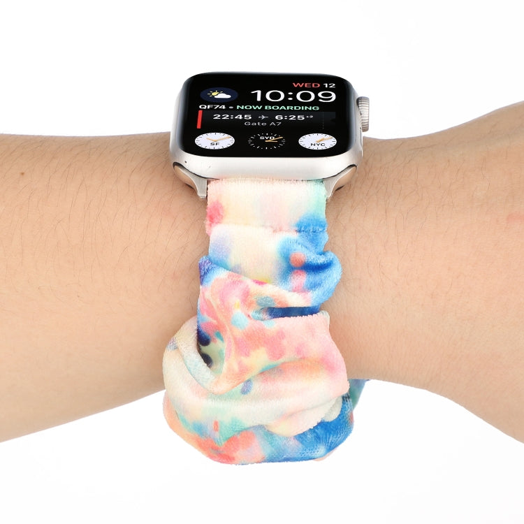 Flannel Hair Ring Strap Watch Band For Apple Watch Series 9&8&7 41mm / SE 3&SE 2&6&SE&5&4 40mm / 3&2&1 38mm(3) by buy2fix