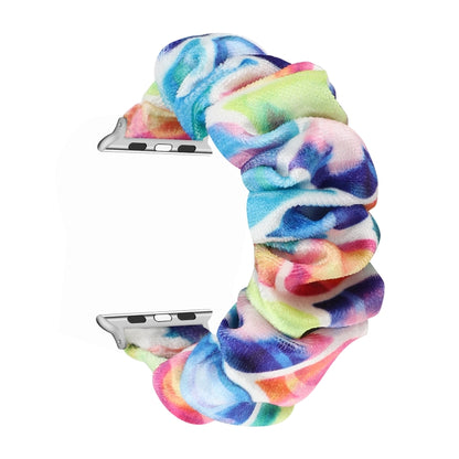 Flannel Hair Ring Strap Watch Band For Apple Watch Series 9&8&7 41mm / SE 3&SE 2&6&SE&5&4 40mm / 3&2&1 38mm(4) by buy2fix