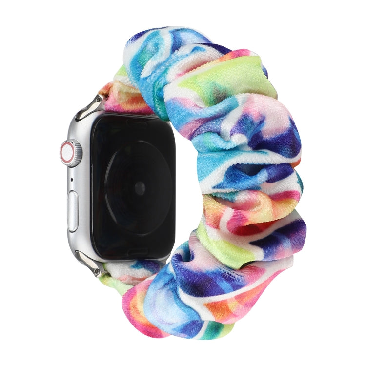 Flannel Hair Ring Strap Watch Band For Apple Watch Series 9&8&7 41mm / SE 3&SE 2&6&SE&5&4 40mm / 3&2&1 38mm(4) by buy2fix