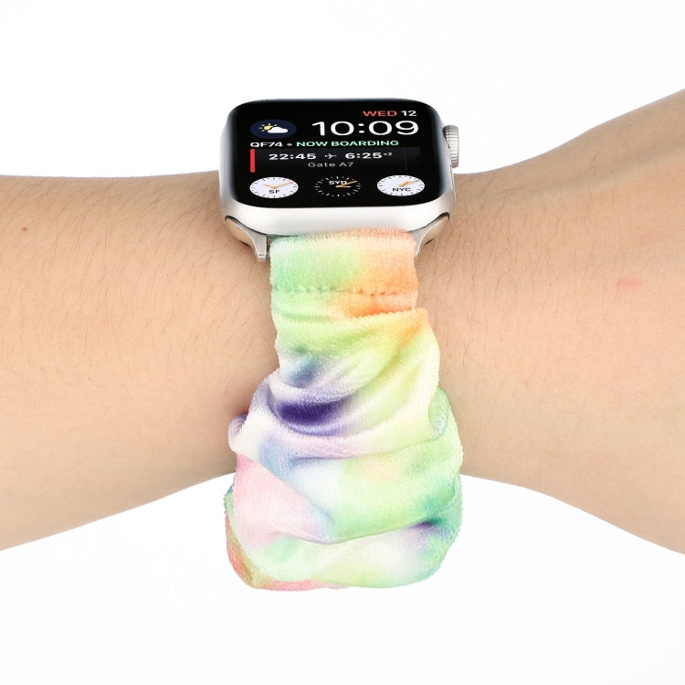 Flannel Hair Ring Strap Watch Band For Apple Watch Series 9&8&7 41mm / SE 3&SE 2&6&SE&5&4 40mm / 3&2&1 38mm(18) by buy2fix