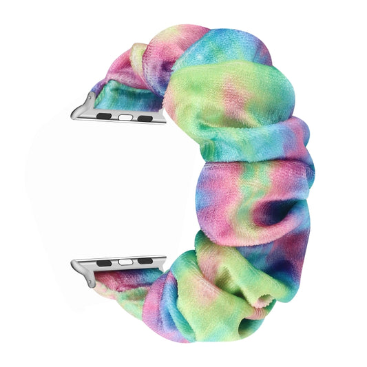 Flannel Hair Ring Strap Watch Band For Apple Watch Series 9&8&7 41mm / SE 3&SE 2&6&SE&5&4 40mm / 3&2&1 38mm(21) by buy2fix