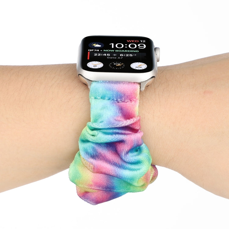 Flannel Hair Ring Strap Watch Band For Apple Watch Series 9&8&7 41mm / SE 3&SE 2&6&SE&5&4 40mm / 3&2&1 38mm(21) by buy2fix