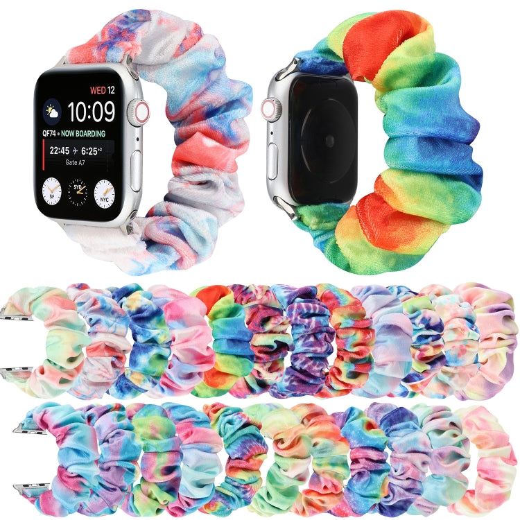 Flannel Hair Ring Strap Watch Band For Apple Watch Series 9&8&7 41mm / SE 3&SE 2&6&SE&5&4 40mm / 3&2&1 38mm(6) by buy2fix