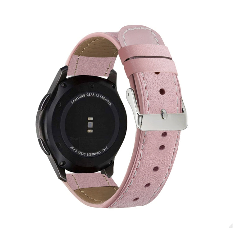 For Samsung Galaxy Watch Active / Active 2 40mm / Active 2 44mm Round Tail Leather Watch Band(Pink) - Watch Bands by buy2fix | Online Shopping UK | buy2fix