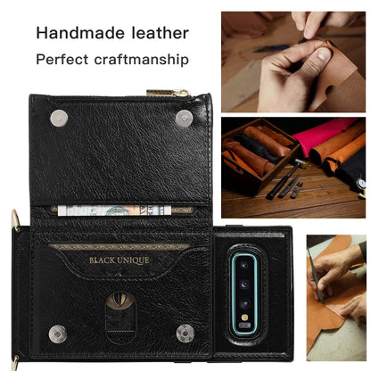 For Samsung Galaxy S10 Plus Square Zipper Wallet Bag TPU+PU Back Cover Case with Holder & Card Slots & Wallet & Cross-body Strap(Black) by buy2fix