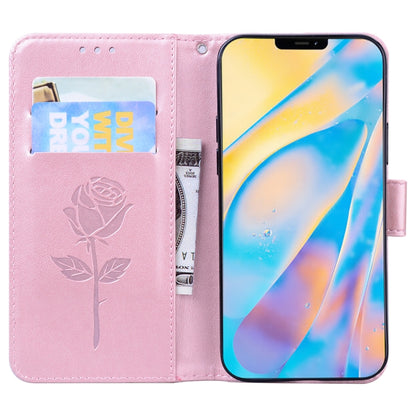 For iPhone 12 Rose Embossed Horizontal Flip PU Leather Case with Holder & Card Slots & Wallet(Rose Red) - iPhone 12 / 12 Pro Cases by buy2fix | Online Shopping UK | buy2fix