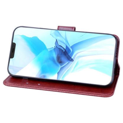 For iPhone 12 Pro Rose Embossed Horizontal Flip PU Leather Case with Holder & Card Slots & Wallet(Brown) - iPhone 12 / 12 Pro Cases by buy2fix | Online Shopping UK | buy2fix