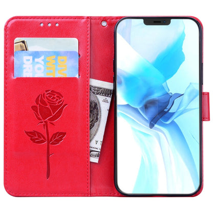For iPhone 12 Pro Rose Embossed Horizontal Flip PU Leather Case with Holder & Card Slots & Wallet(Red) - iPhone 12 / 12 Pro Cases by buy2fix | Online Shopping UK | buy2fix