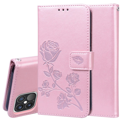 For iPhone 12 Pro Rose Embossed Horizontal Flip PU Leather Case with Holder & Card Slots & Wallet(Rose Red) - iPhone 12 / 12 Pro Cases by buy2fix | Online Shopping UK | buy2fix