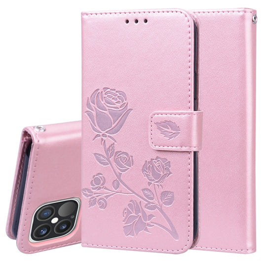 For iPhone 12 Pro Rose Embossed Horizontal Flip PU Leather Case with Holder & Card Slots & Wallet(Rose Red) - iPhone 12 / 12 Pro Cases by buy2fix | Online Shopping UK | buy2fix