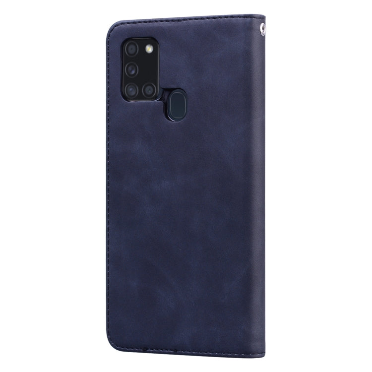 For Samsung Galaxy A21s Frosted Business Magnetic Horizontal Flip PU Leather Case with Holder & Card Slot & Lanyard(Black) by buy2fix