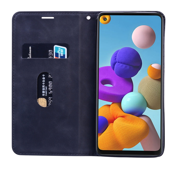 For Samsung Galaxy A21s Frosted Business Magnetic Horizontal Flip PU Leather Case with Holder & Card Slot & Lanyard(Black) by buy2fix