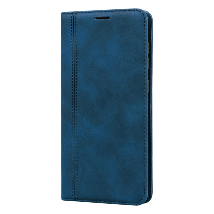 For Samsung Galaxy A21s Frosted Business Magnetic Horizontal Flip PU Leather Case with Holder & Card Slot & Lanyard(Blue) by buy2fix