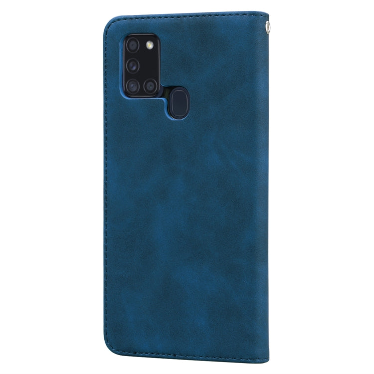 For Samsung Galaxy A21s Frosted Business Magnetic Horizontal Flip PU Leather Case with Holder & Card Slot & Lanyard(Blue) by buy2fix