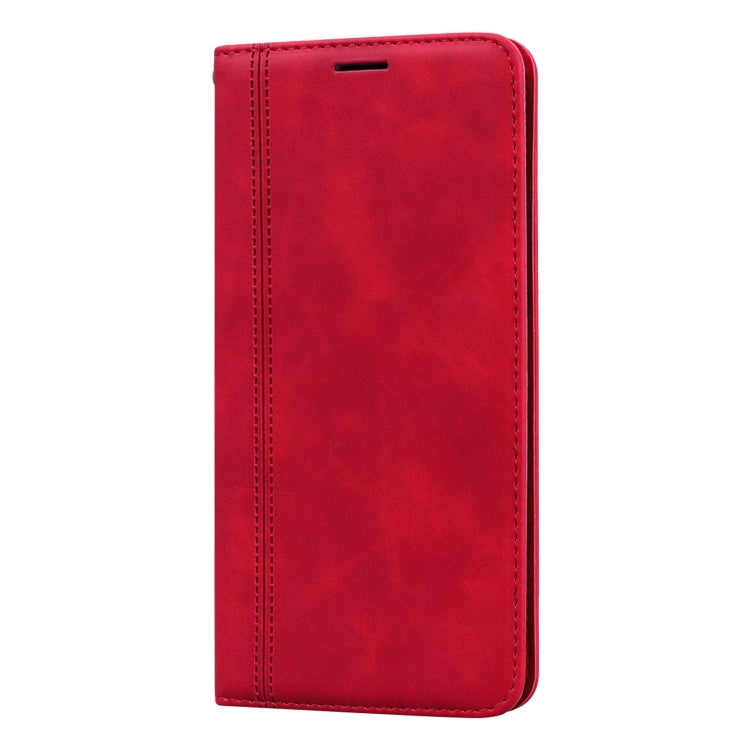 For Samsung Galaxy A21s Frosted Business Magnetic Horizontal Flip PU Leather Case with Holder & Card Slot & Lanyard(Red) by buy2fix
