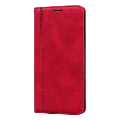 For Samsung Galaxy A21s Frosted Business Magnetic Horizontal Flip PU Leather Case with Holder & Card Slot & Lanyard(Red) by buy2fix