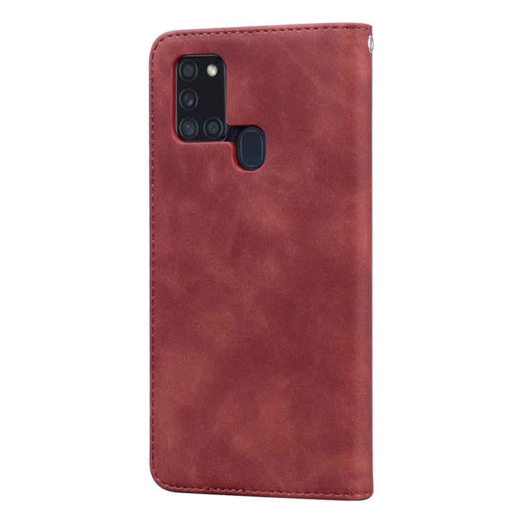 For Samsung Galaxy A21s Frosted Business Magnetic Horizontal Flip PU Leather Case with Holder & Card Slot & Lanyard(Brown) by buy2fix