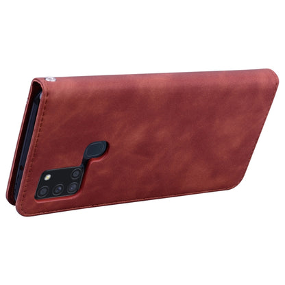 For Samsung Galaxy A21s Frosted Business Magnetic Horizontal Flip PU Leather Case with Holder & Card Slot & Lanyard(Brown) by buy2fix