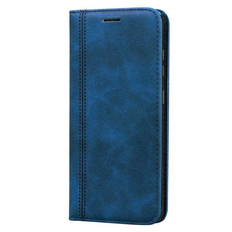 For Samsung Galaxy S20 FE 5G Frosted Business Magnetic Horizontal Flip PU Leather Case with Holder & Card Slot & Lanyard(Blue) by buy2fix
