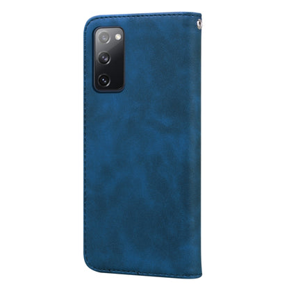 For Samsung Galaxy S20 FE 5G Frosted Business Magnetic Horizontal Flip PU Leather Case with Holder & Card Slot & Lanyard(Blue) by buy2fix