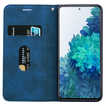 For Samsung Galaxy S20 FE 5G Frosted Business Magnetic Horizontal Flip PU Leather Case with Holder & Card Slot & Lanyard(Blue) by buy2fix