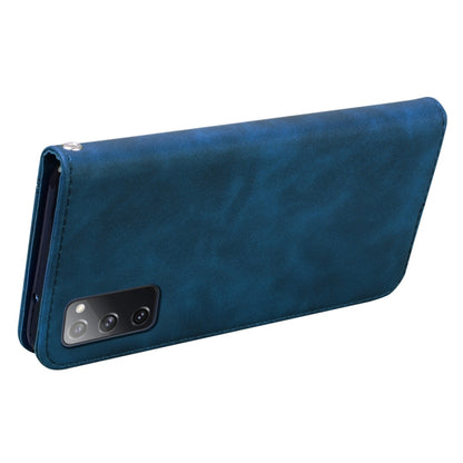 For Samsung Galaxy S20 FE 5G Frosted Business Magnetic Horizontal Flip PU Leather Case with Holder & Card Slot & Lanyard(Blue) by buy2fix