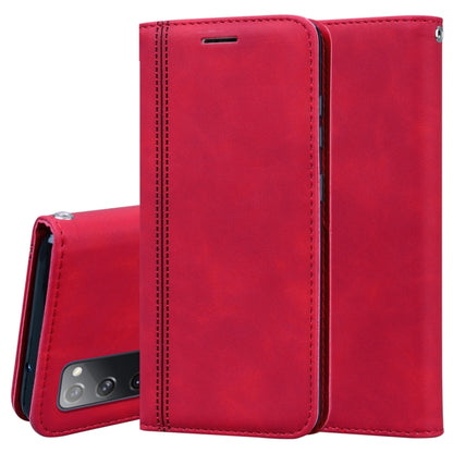 For Samsung Galaxy S20 FE 5G Frosted Business Magnetic Horizontal Flip PU Leather Case with Holder & Card Slot & Lanyard(Red) by buy2fix