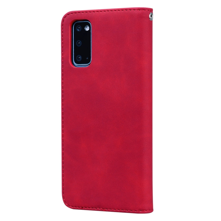 For Samsung Galaxy S20 FE 5G Frosted Business Magnetic Horizontal Flip PU Leather Case with Holder & Card Slot & Lanyard(Red) by buy2fix