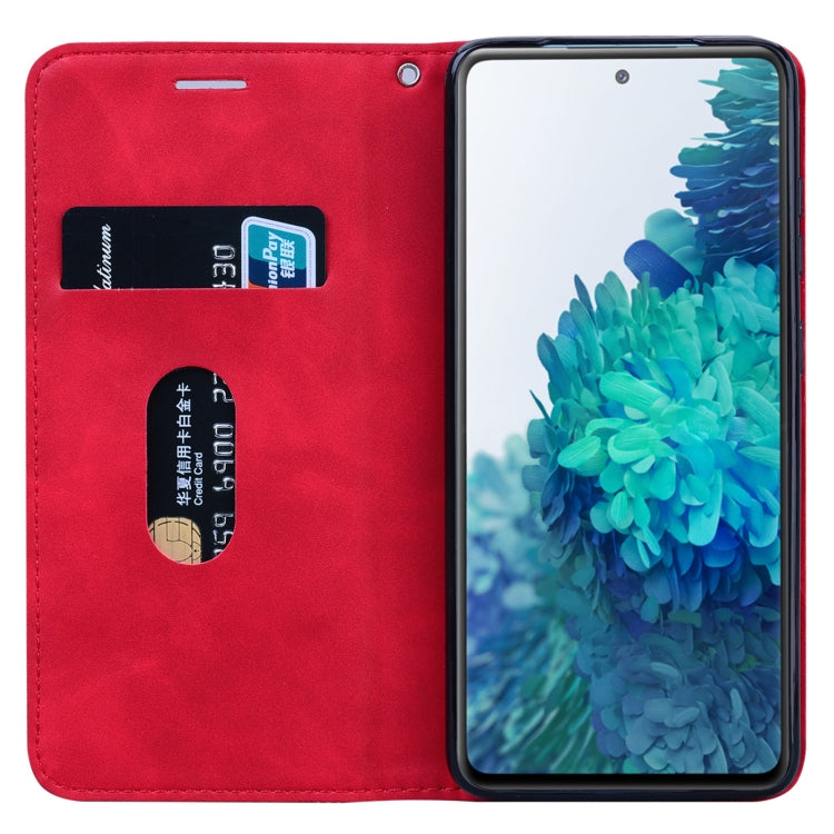 For Samsung Galaxy S20 FE 5G Frosted Business Magnetic Horizontal Flip PU Leather Case with Holder & Card Slot & Lanyard(Red) by buy2fix