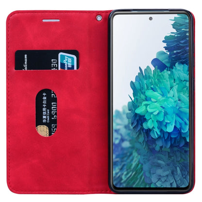 For Samsung Galaxy S20 FE 5G Frosted Business Magnetic Horizontal Flip PU Leather Case with Holder & Card Slot & Lanyard(Red) by buy2fix