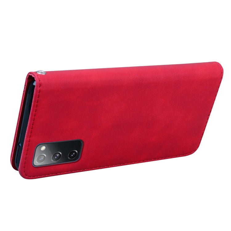 For Samsung Galaxy S20 FE 5G Frosted Business Magnetic Horizontal Flip PU Leather Case with Holder & Card Slot & Lanyard(Red) by buy2fix