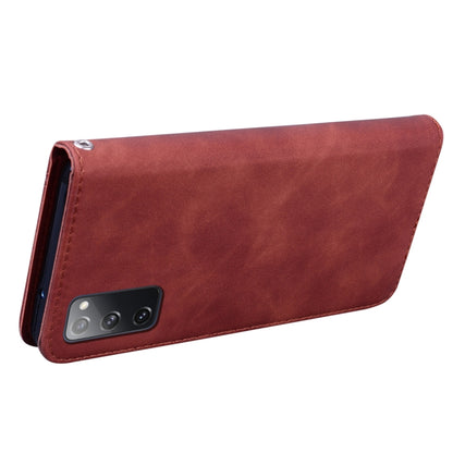 For Samsung Galaxy S20 FE 5G Frosted Business Magnetic Horizontal Flip PU Leather Case with Holder & Card Slot & Lanyard(Brown) by buy2fix