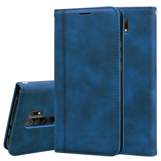 For Xiaomi Redmi 9 Frosted Business Magnetic Horizontal Flip PU Leather Case with Holder & Card Slot & Lanyard(Blue) - Xiaomi Cases by buy2fix | Online Shopping UK | buy2fix
