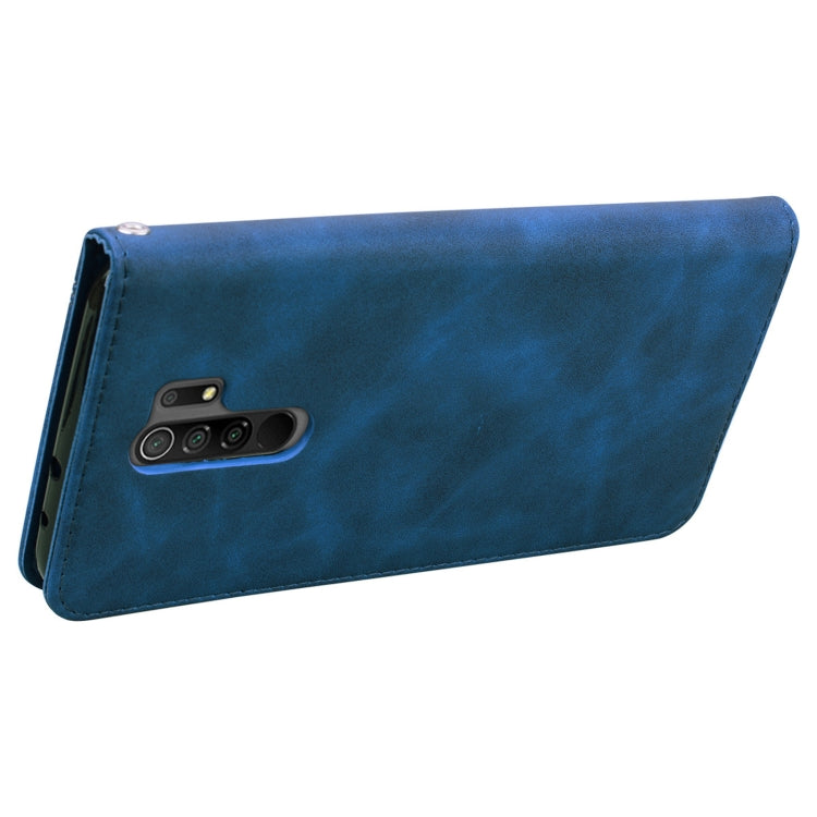 For Xiaomi Redmi 9 Frosted Business Magnetic Horizontal Flip PU Leather Case with Holder & Card Slot & Lanyard(Blue) - Xiaomi Cases by buy2fix | Online Shopping UK | buy2fix
