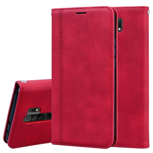 For Xiaomi Redmi 9 Frosted Business Magnetic Horizontal Flip PU Leather Case with Holder & Card Slot & Lanyard(Red) - Xiaomi Cases by buy2fix | Online Shopping UK | buy2fix