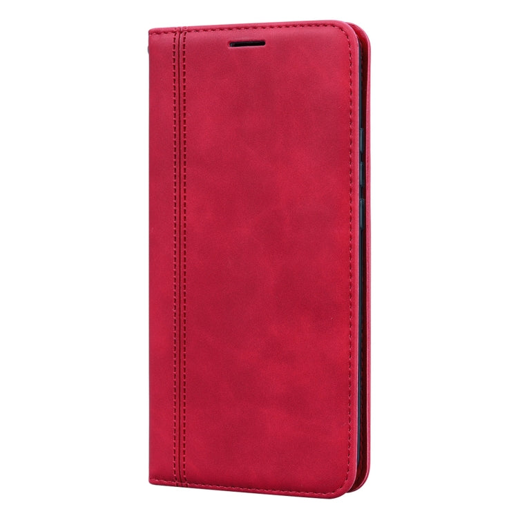 For Xiaomi Redmi 9 Frosted Business Magnetic Horizontal Flip PU Leather Case with Holder & Card Slot & Lanyard(Red) - Xiaomi Cases by buy2fix | Online Shopping UK | buy2fix