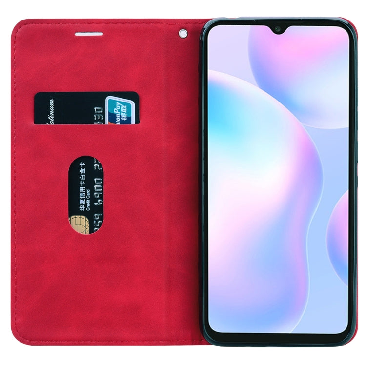 For Xiaomi Redmi 9 Frosted Business Magnetic Horizontal Flip PU Leather Case with Holder & Card Slot & Lanyard(Red) - Xiaomi Cases by buy2fix | Online Shopping UK | buy2fix