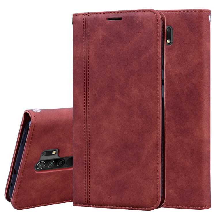 For Xiaomi Redmi 9 Frosted Business Magnetic Horizontal Flip PU Leather Case with Holder & Card Slot & Lanyard(Brown) - Xiaomi Cases by buy2fix | Online Shopping UK | buy2fix