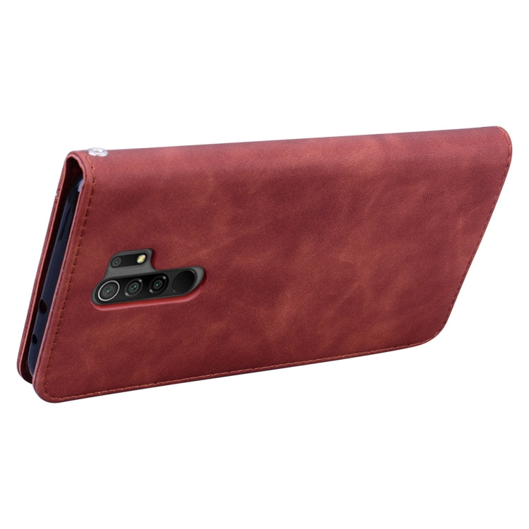 For Xiaomi Redmi 9 Frosted Business Magnetic Horizontal Flip PU Leather Case with Holder & Card Slot & Lanyard(Brown) - Xiaomi Cases by buy2fix | Online Shopping UK | buy2fix