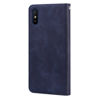 For Xiaomi Redmi 9A Frosted Business Magnetic Horizontal Flip PU Leather Case with Holder & Card Slot & Lanyard(Black) - Xiaomi Cases by buy2fix | Online Shopping UK | buy2fix