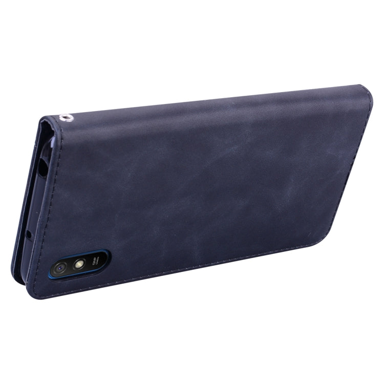 For Xiaomi Redmi 9A Frosted Business Magnetic Horizontal Flip PU Leather Case with Holder & Card Slot & Lanyard(Black) - Xiaomi Cases by buy2fix | Online Shopping UK | buy2fix