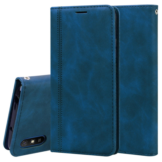 For Xiaomi Redmi 9A Frosted Business Magnetic Horizontal Flip PU Leather Case with Holder & Card Slot & Lanyard(Blue) - Xiaomi Cases by buy2fix | Online Shopping UK | buy2fix