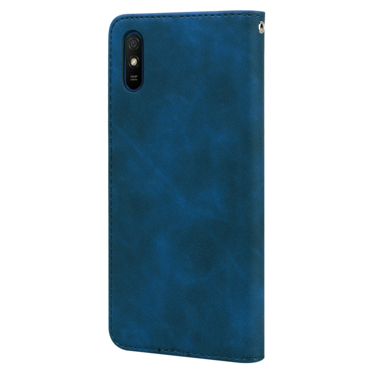For Xiaomi Redmi 9A Frosted Business Magnetic Horizontal Flip PU Leather Case with Holder & Card Slot & Lanyard(Blue) - Xiaomi Cases by buy2fix | Online Shopping UK | buy2fix