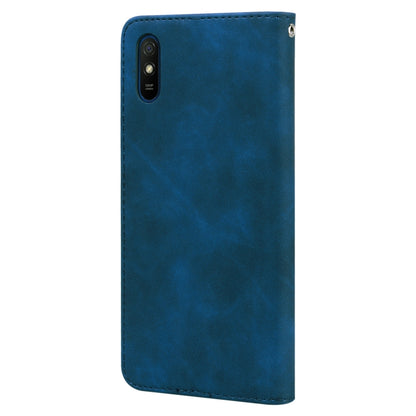 For Xiaomi Redmi 9A Frosted Business Magnetic Horizontal Flip PU Leather Case with Holder & Card Slot & Lanyard(Blue) - Xiaomi Cases by buy2fix | Online Shopping UK | buy2fix
