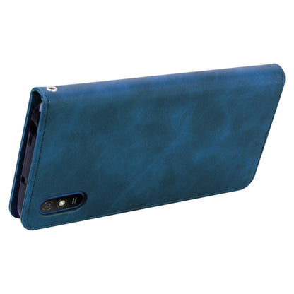 For Xiaomi Redmi 9A Frosted Business Magnetic Horizontal Flip PU Leather Case with Holder & Card Slot & Lanyard(Blue) - Xiaomi Cases by buy2fix | Online Shopping UK | buy2fix
