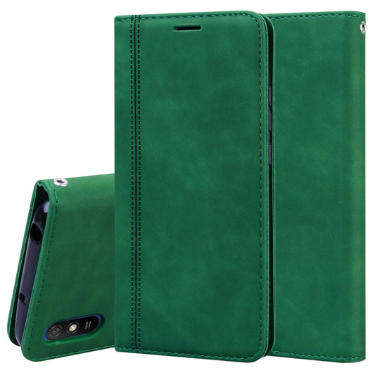 For Xiaomi Redmi 9A Frosted Business Magnetic Horizontal Flip PU Leather Case with Holder & Card Slot & Lanyard(Green) - Xiaomi Cases by buy2fix | Online Shopping UK | buy2fix